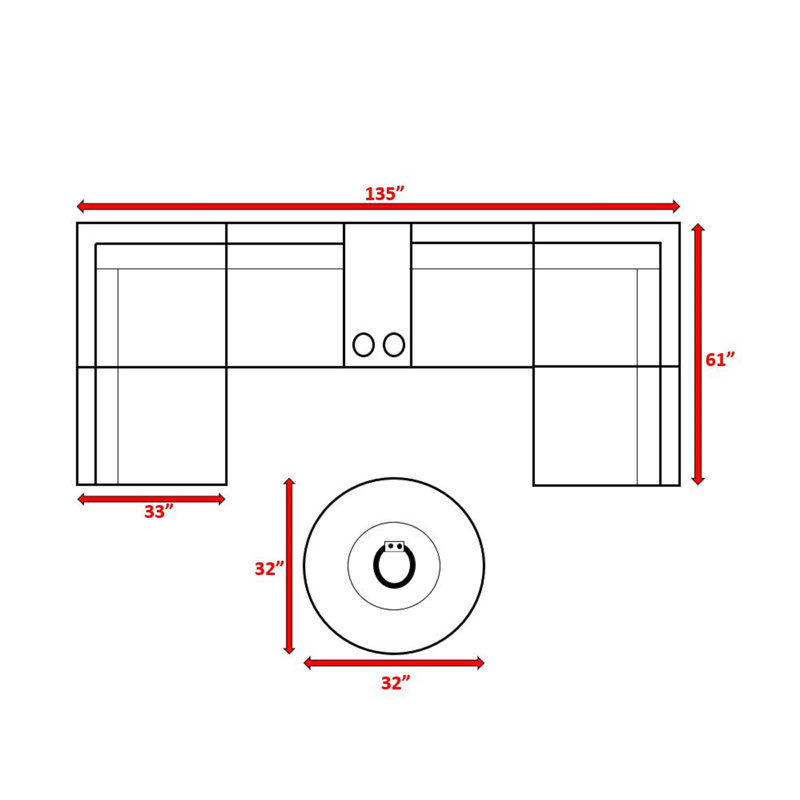 Ensemble de conversation modulaire avec coussins 8 pièces Biles Gray