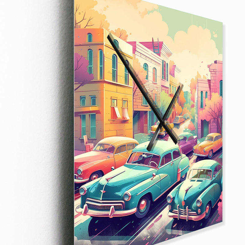 Janelis - Horloge murale voiture rétro, H 32 po x l 24 po x P 1 po