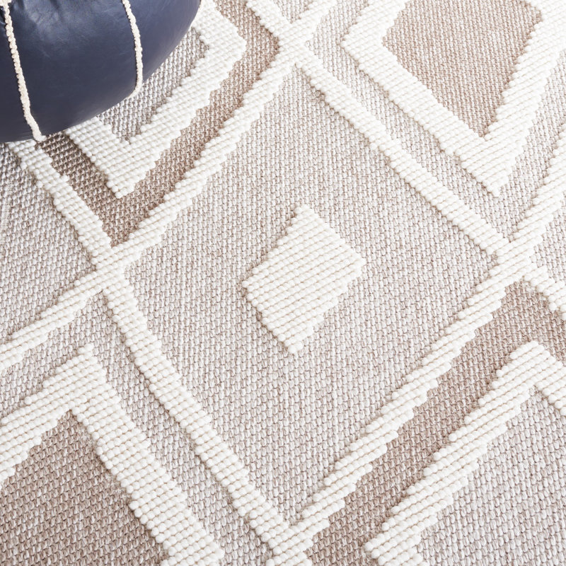 Tapis gris tissé à la machine à motif géométrique, Rectangle 9 pi x 12 pi