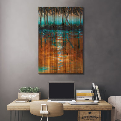 Nibley Night View From Kayak On Wood by Linda Olsen Print -  Bay Isle Home™, 42950DE3C4AD4D2EA768273CB710969C