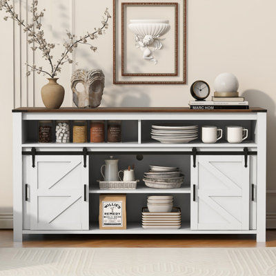 59.3''Sideboard With Sliding Barn Door And Mesh Panels
