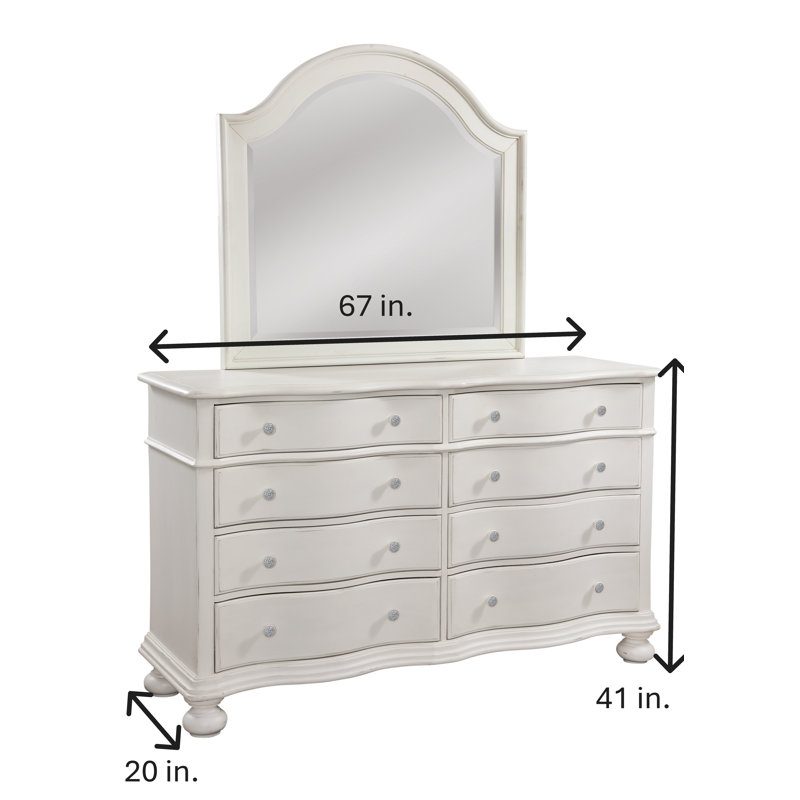 66 " W 8 - Drawer Dresser, Dove White