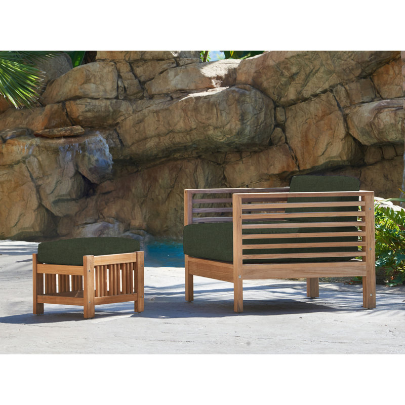 Ensemble de mobilier de jardin en teck 2 pièces Kaydrie Soleil, Sunbrella® Play Jungle