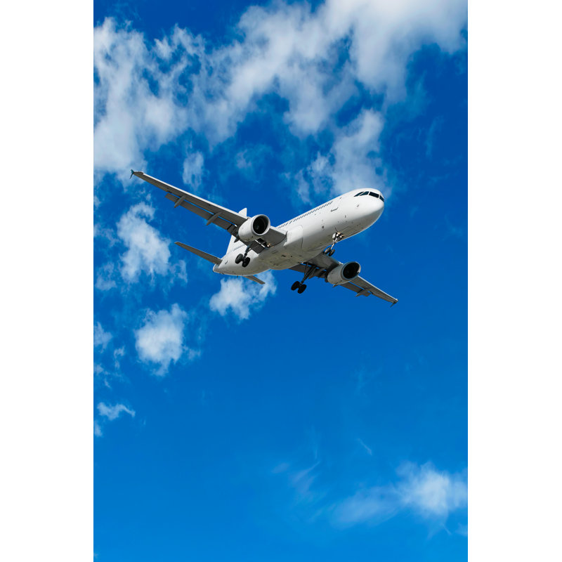 Jet Airplane Landing In Bright Sky by Sharply_done - Print, 46cm H x 30cm W