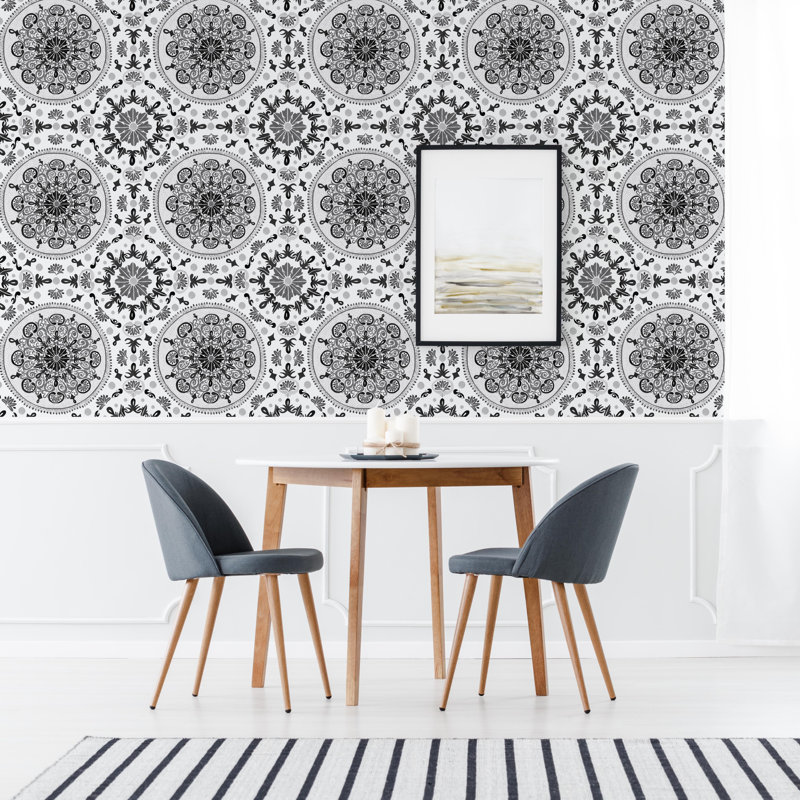 Rouleau de papier peint lisse L 10 pi x l 24 po Henni, Noir et blanc