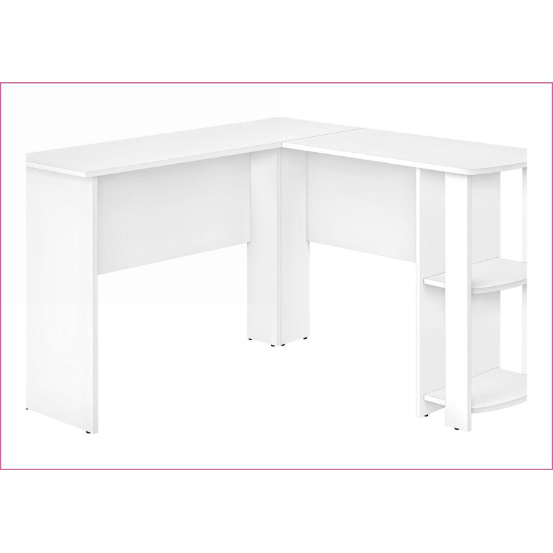 Desks, Modern L-Shaped Home Office Corner Desk with Storage, 47”W x 47”L | White | Particle Board, White