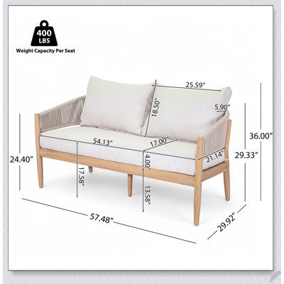 Causeuse d'extérieur en bois d'acacia Verona pour patio, durable et résistante aux intempéries