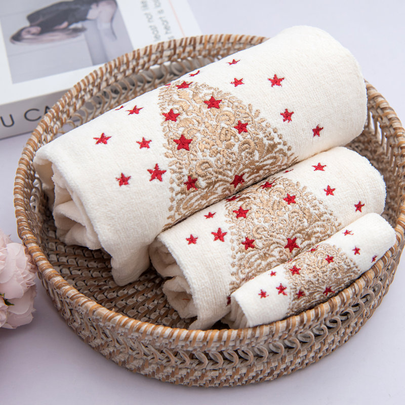 Ensemble de serviettes de Noël 3 pièces Durand Home Decor Xmas Premium Luxury