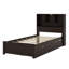 Wood Platform Bed With Bookcase Headboard, Built-In Downlight, Charging Station And Drawers-2048482607