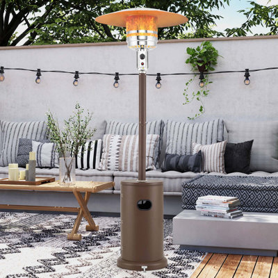 48,000 Btu Patio Heater With Wheels Round Table Design & Stainless Steel Burner