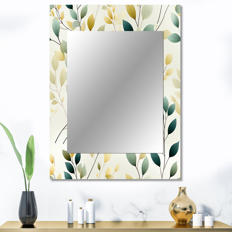 Aiyah Minimalist Botanicals - miroir mural botanique, miroir décoratif bohème, impression d'art en métal, 40 po x 30 po