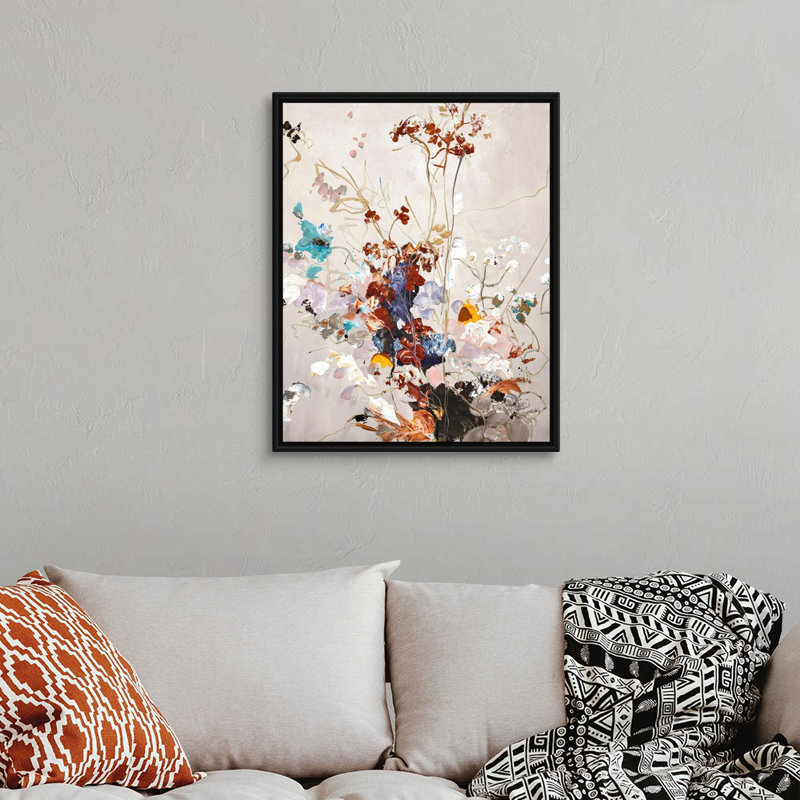 " Fall Floral " Painting Print, 32" H x 26" W x 1.75" D, Black Framed