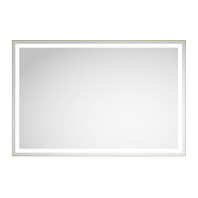Miroir mural 72 po x 48 po avec brouillard. 3 températures de couleur, à intensité variable. Cadre personnalisable en aluminium brossé avec fonction de brouillard. Gradation continue. Miroir,