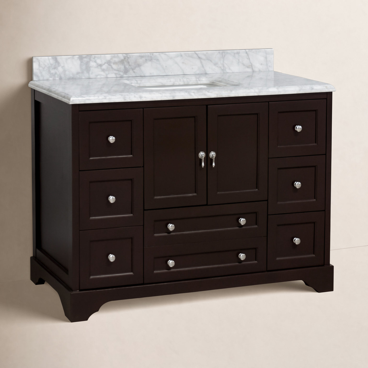48 " Carrara Marble Single Bathroom Vanity, Chocolate