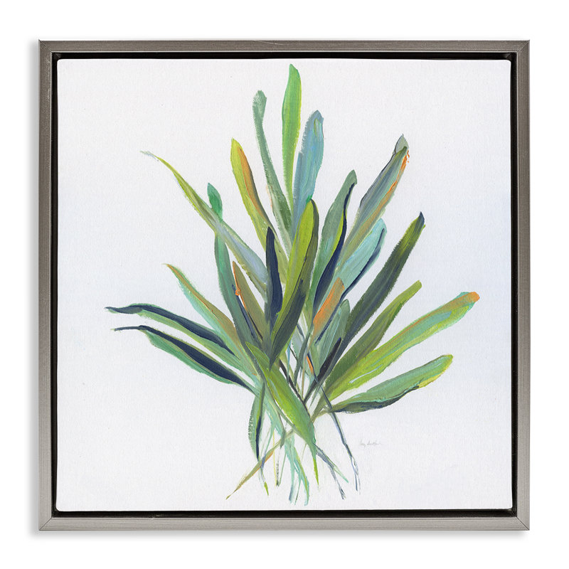  «Plant Leaf Leaf», art mural encadré sur toile flottante par Sally Swatland, H 18 po x l 18 po, Cadre flottant gris lustré