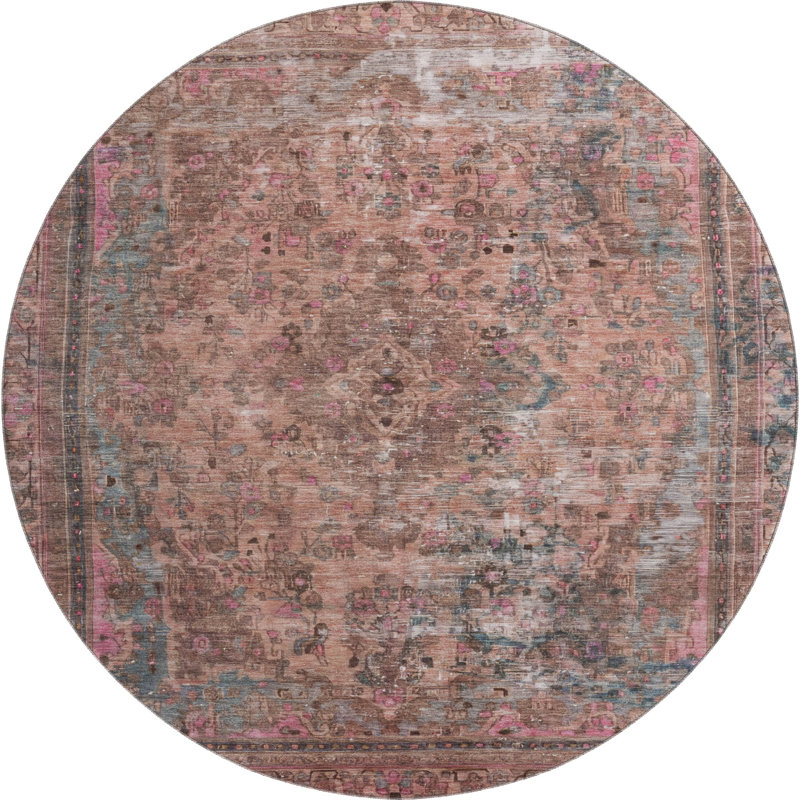 Premium Machine Washable Lampkins AMF1646 Global Rug, Round 8'