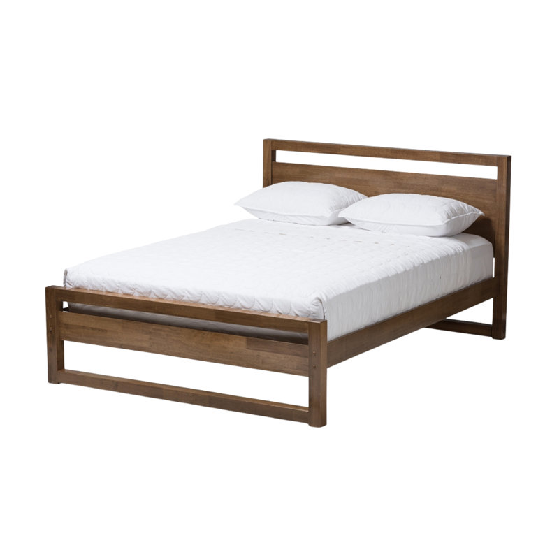 Julienn Brown Finish Solid Wood Slat Bed in King Size, 41.04'' H X 79'' W X 84.42'' L