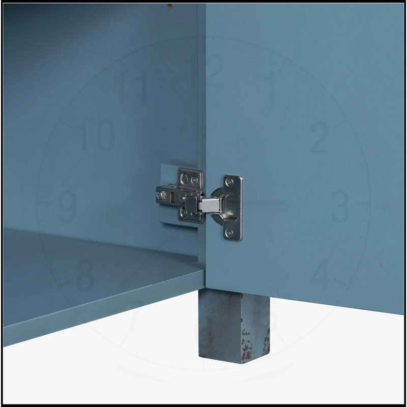 Meuble-lavabo exquis avec rangement pratique et design artistique, Bleu rétro