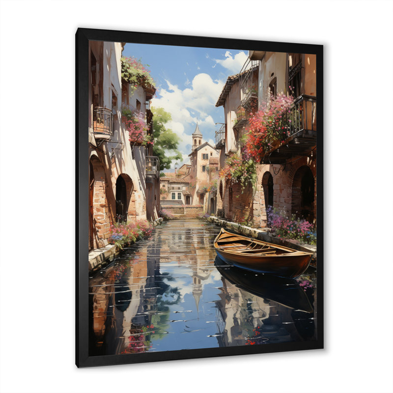 Reproduction d'art sur toile, "Canaux dramatiques hauts II - Beige Canal", Cadre photo noir, H 20 po x l 12 po x P 1 po