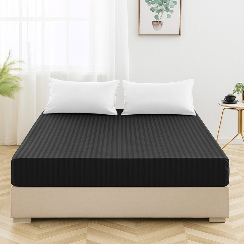 Shaneca Microfiber Machine Woven Fitted Sheet, Black, Single (3')