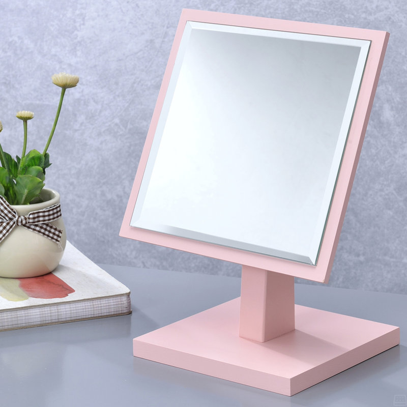 Miroir de maquillage en polyrésine et bois de 9,5 po de hauteur sur piédestal