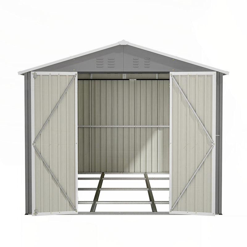 Lockable Secure Metal Shed 8x12 FT Spacious and Durable Outdoor Storage with Aluminum Frame for Backyard, Patio, and Lawn