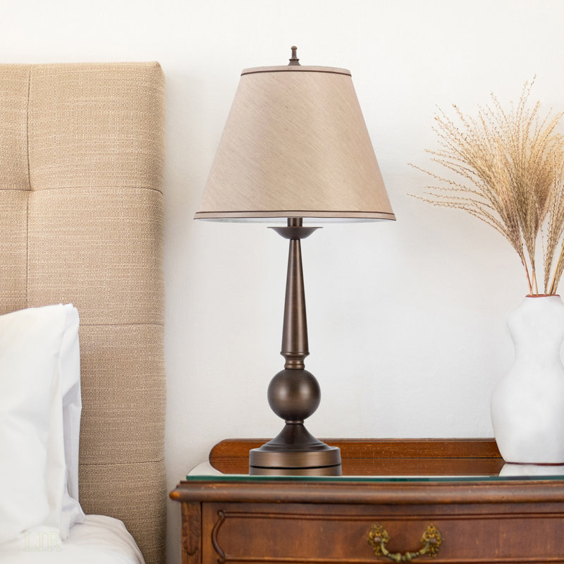 Lampe de table bronze et beige avec abat-jour conique (ensemble de 2), lampe de table