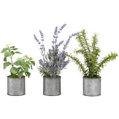 Faux Plant in Metal Planter