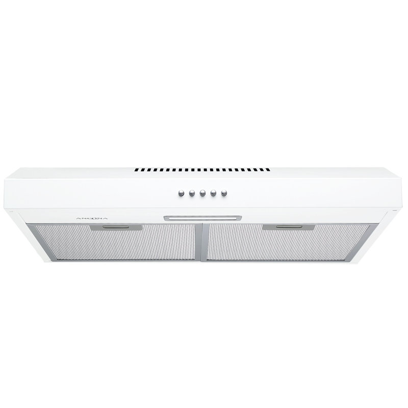 Ancona 24" Stainless Steel 110 CFM Convertible Under Cabinet Range Hood with Mesh Filter, White