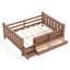 Lit double pleine grandeur avec bibliothèques et tiroirs de rangement, lit en bois massif pour enfants avec de jolis escaliers et garde-corps, aucun sommier nécessaire, naturel
