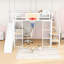Lit mezzanine double en métal avec bureau, glissoire et panier de basketball-1592884187