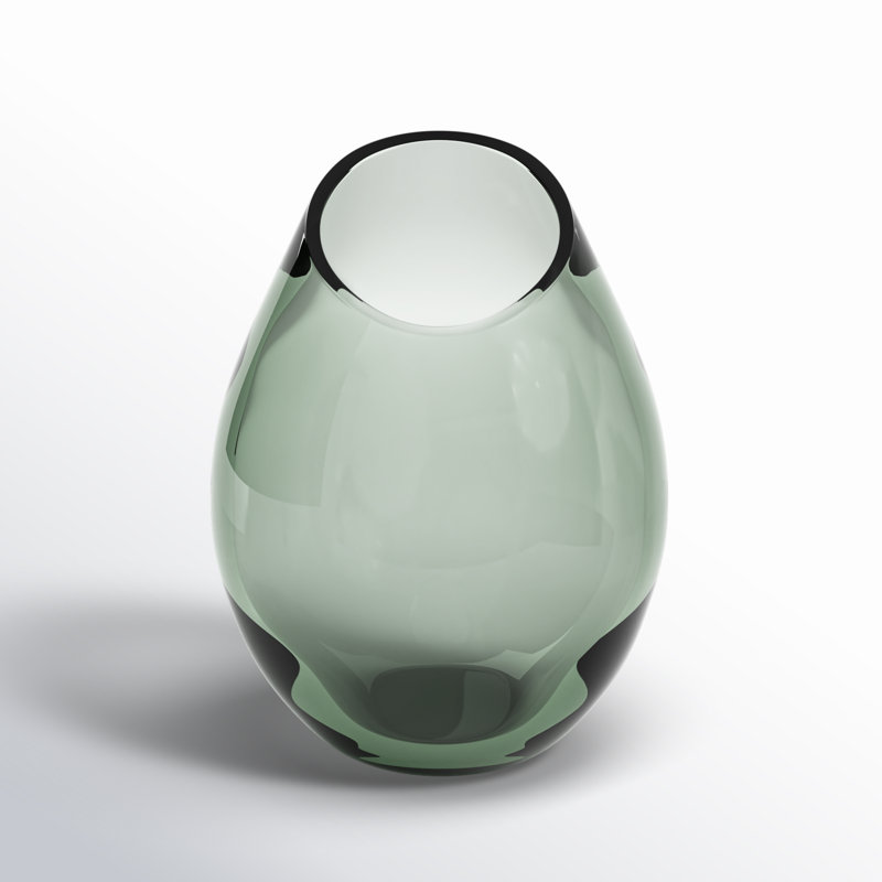 Art Deco Polished Glass Drop Table Vase with Leaves Theme