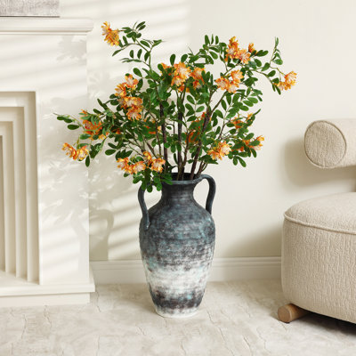 Mottled Grey Ceramic 18.5-Inch Tall Vase