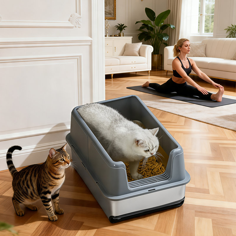 Stainless Steel Litter Box, 35.5cm H x 40cm W x 60cm D, Grey