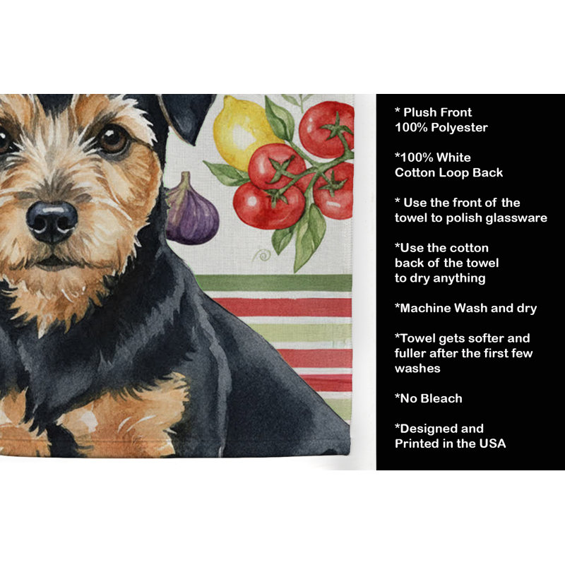 Black and Tan Norfolk Terrier Vegetables Kitchen Towel, Black/Tan Norfolk Terrier