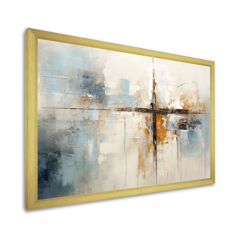 «Minimalisme Christianity Cross Dream I», art mural, H 12 po x l 20 po, Impression encadrée, Doré
