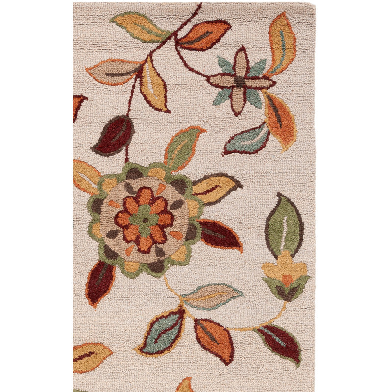 Emrick Blossom Hand Hooked Wool Floral Rug, Square 6'
