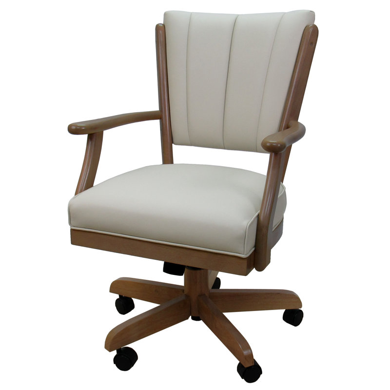 18'' H Upholstered Armchair, Light Oak, Light Oak, Ocean Beige Vinyl