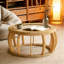 Table basse ronde ronde en bois massif de 35,43 po avec pieds courbés et table d'appoint Boho pour salle à manger, cuisine et salon, naturel-129764149