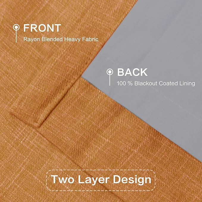YZ Home Linen Pinch Pleated 100% Blackout Curtains for Bedroom and Living Room Darkening Thermal Window Curtain Drapes with 16pc Hooks(2 pages)