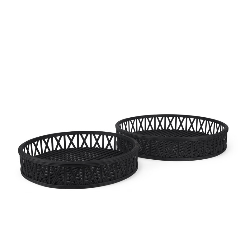 Ayanne Wicker Tray - Set of 2, Black