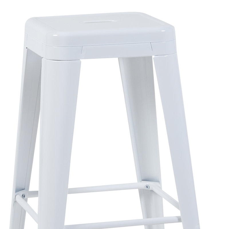 Tabourets de comptoir en métal 30 pouces, ensemble de 4 tabourets empilables intérieur / extérieur 30 po, blanc, Blanc, 4