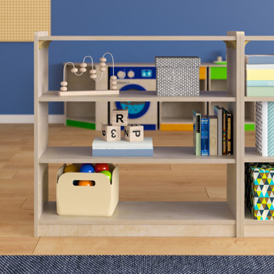Bright Beginnings Commercial Grade Natural Wooden 3 Shelf Classroom Storage Unit