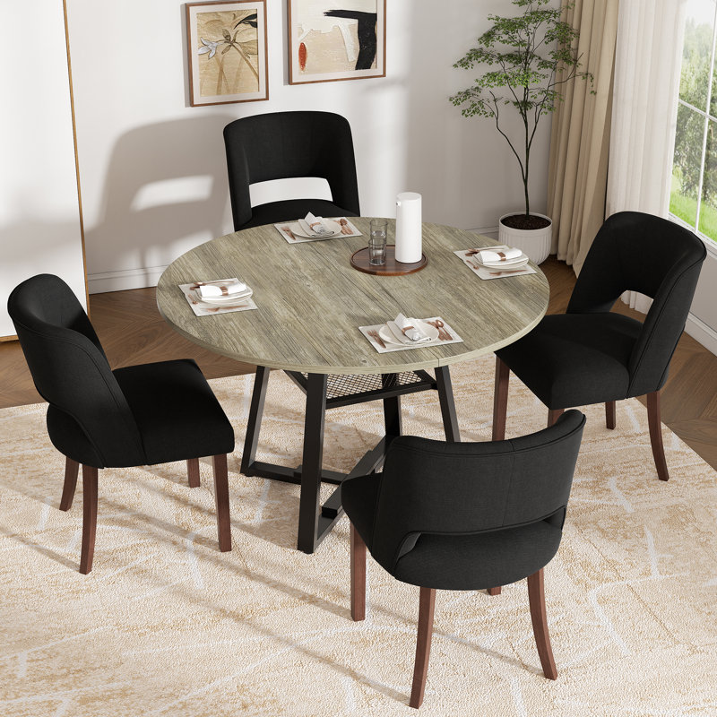 Chaise d'appoint rembourrée en bois massif, Noir