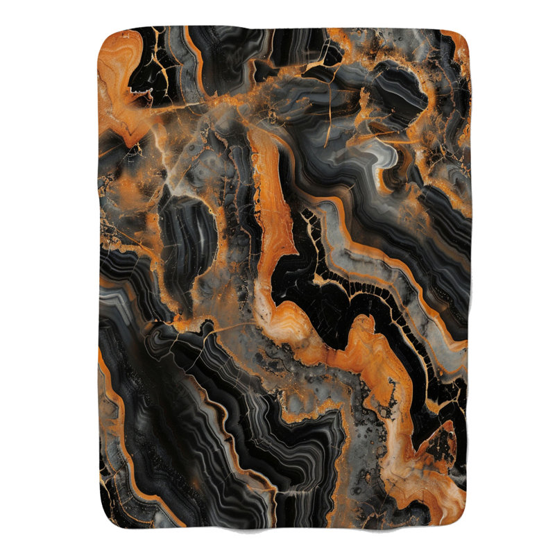 Couverture en sherpa noir et flammes de qualité supérieure - 1 pièce, Grand lit