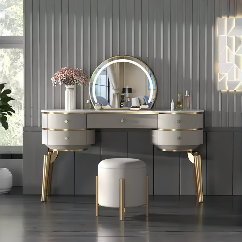 Commode simple italienne de luxe, Gris/doré