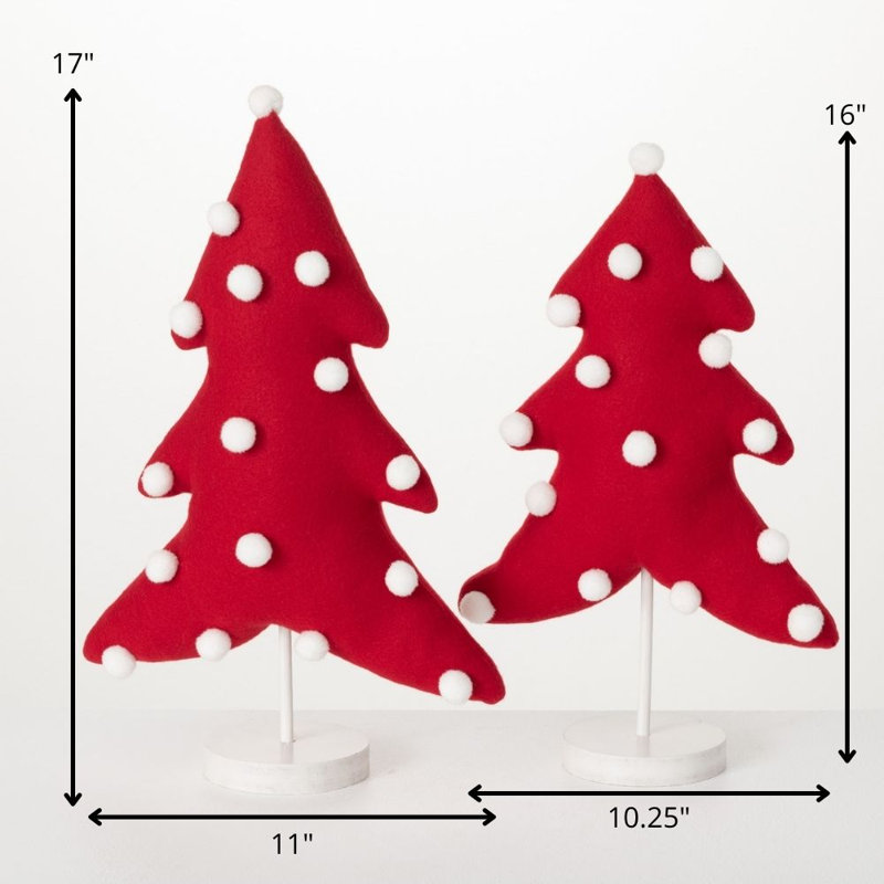 Arbre en peluche rouge Pom-Pom - ensemble de 2