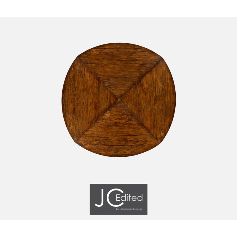 Casually Country Round Solid Wood Dining Table, Country Farmhouse Walnut