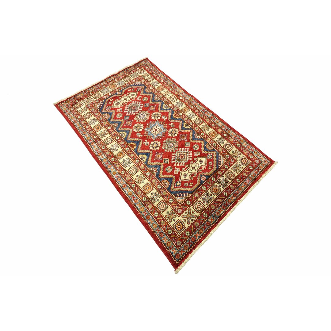 Handgefertigter Teppich Medford aus Wolle in Braun/Rot/Beige