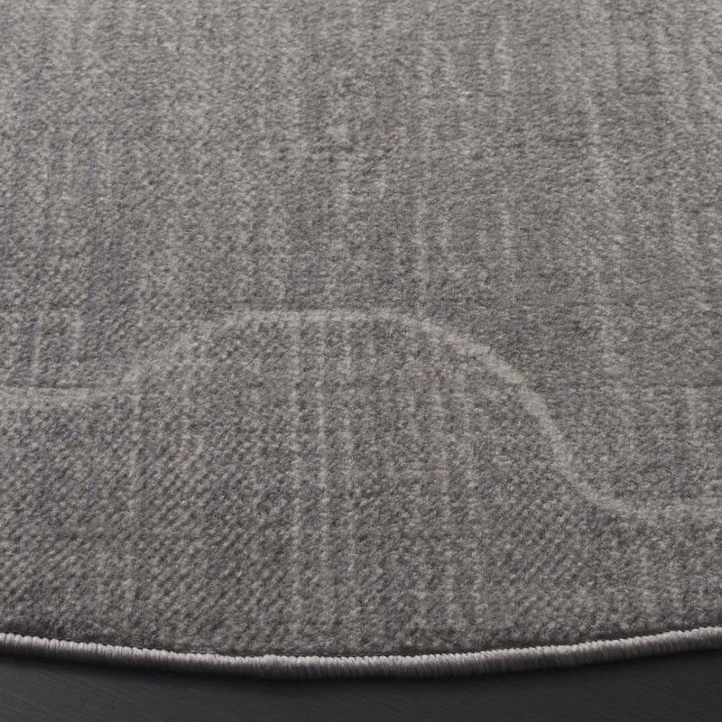 Loanne Temple Bcf/Jute/Latex/Overlock Abstract Rug in Gray, Round 6'7"